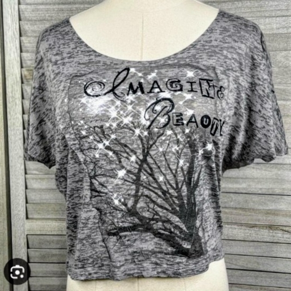 Mudd Gray Graphic Crop Top